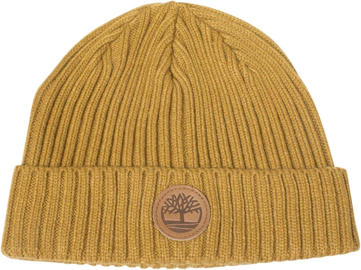 

Мужская ребристая шапка Timberland с кожаной нашивкой-логотипом, Wheat