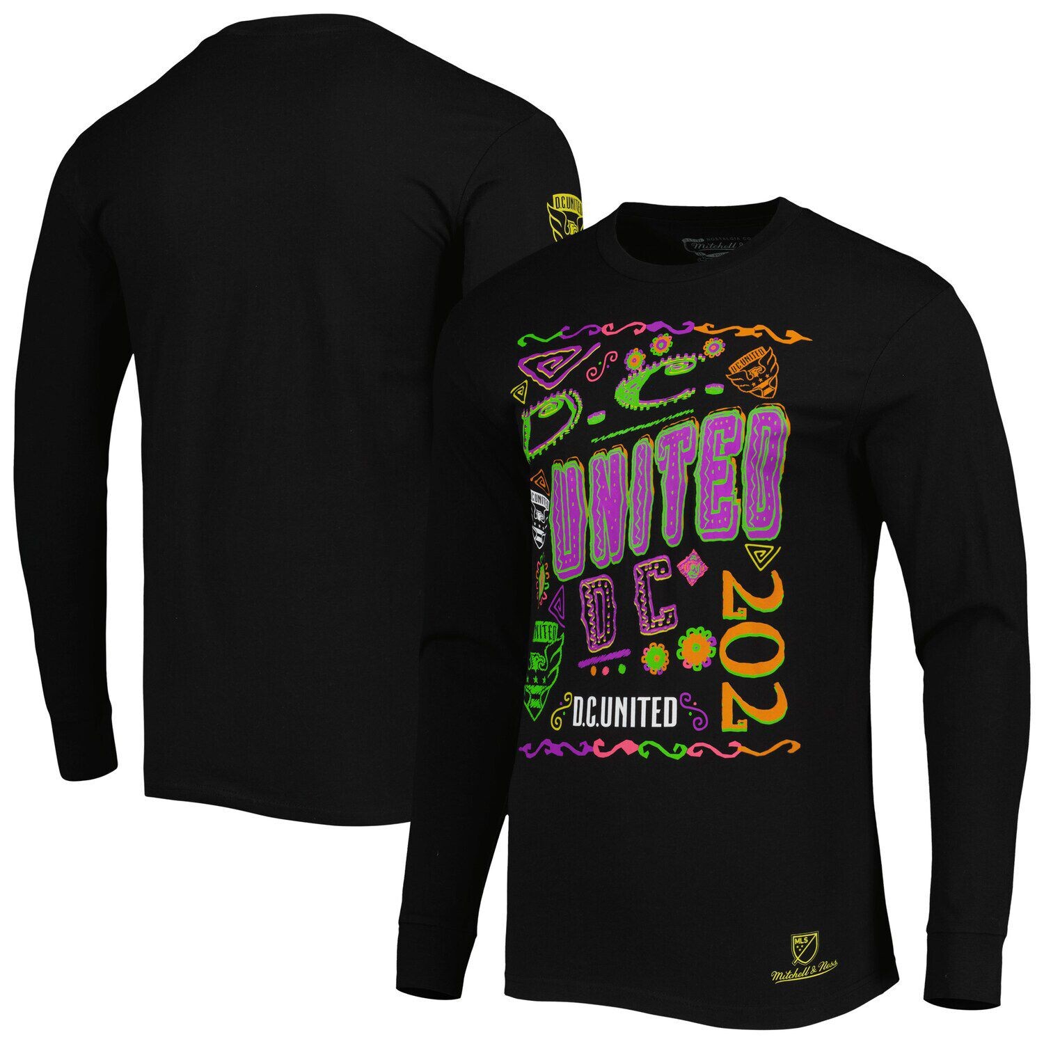 

Мужская черная футболка с длинным рукавом Mitchell & Ness DC United Papel Picado, Черный, Мужская черная футболка с длинным рукавом Mitchell & Ness DC United Papel Picado