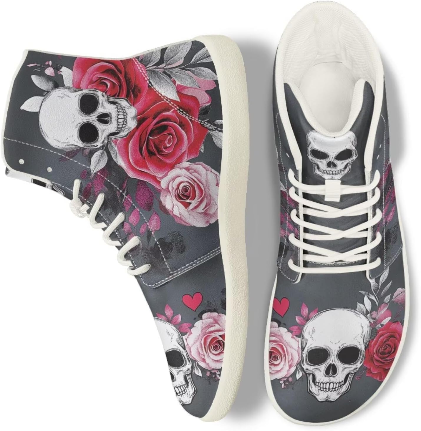 

Женские и мужские кроссовки с черепом, беговые, слипоны, рабочие, высокие, для ходьбы, тенниса, спортивные Ecaestolph, красный/розовый