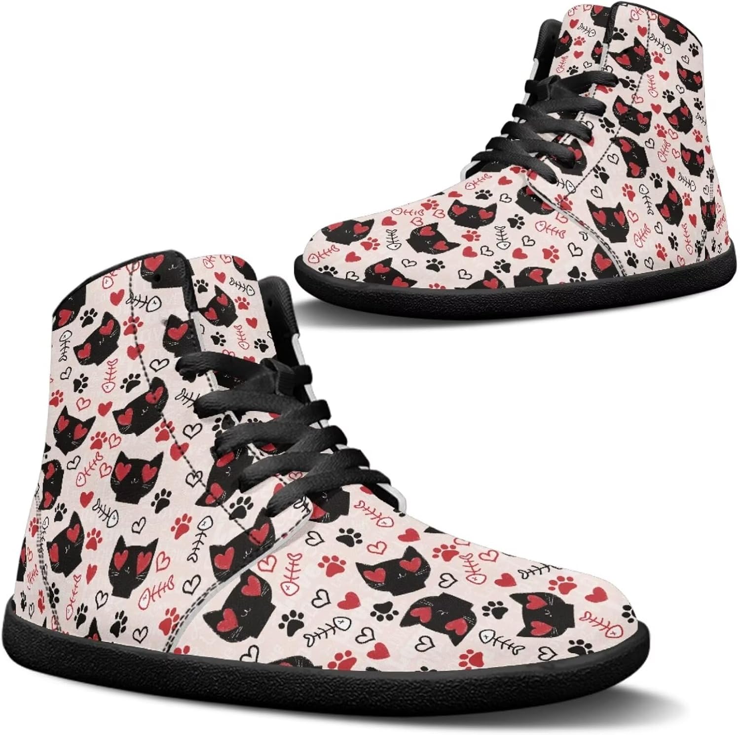 

Мужские модные кроссовки Jeiento, минималистичные обувь с нулевым перепадом подошвы, прогулочные обувь с широкой передней частью, ботинки, обувь с изображением кошек и животных, черный