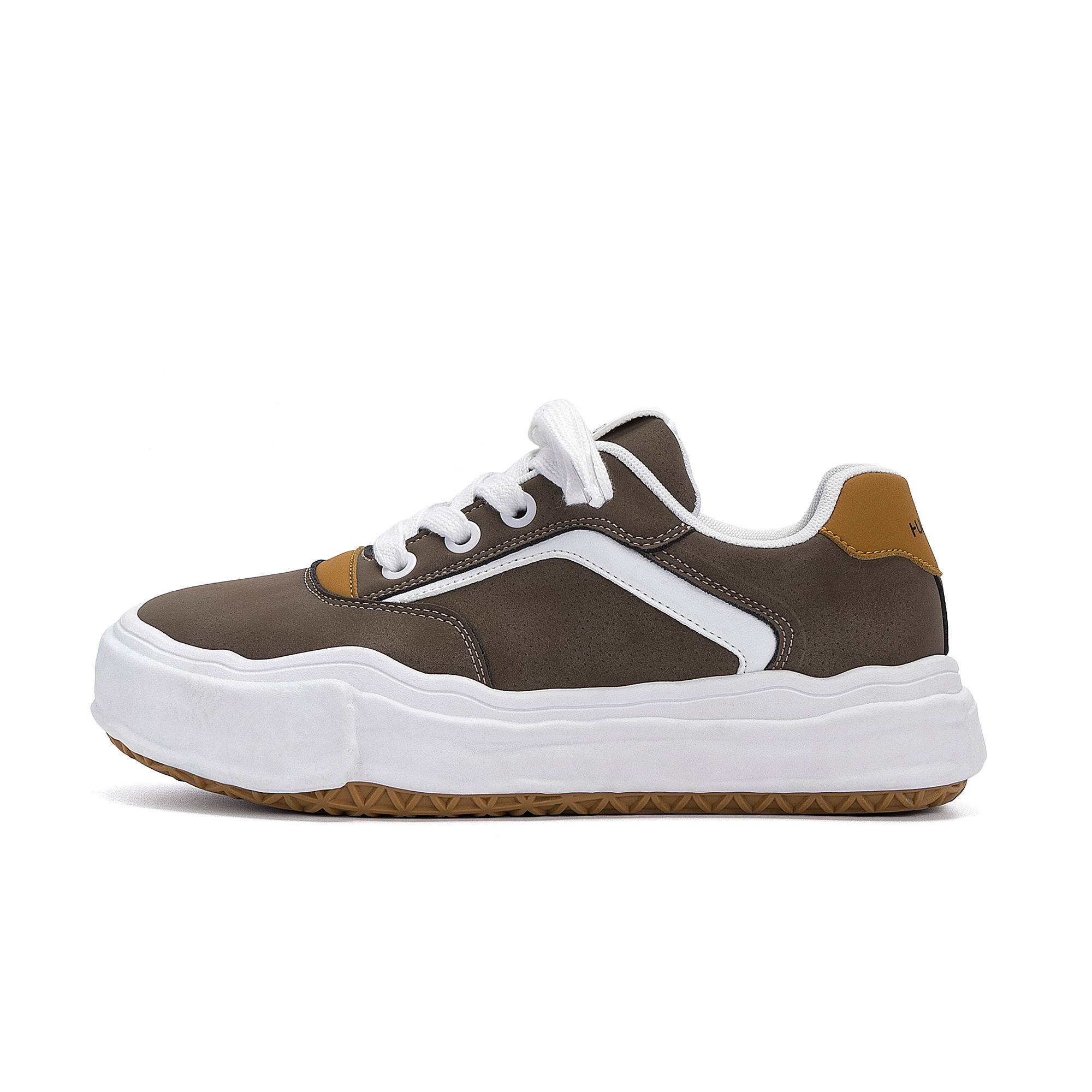 

HUANQIU Кроссовки Niche Vintage PU Coverage Lightweight Height Increasing Low top Skateboard мужские brown