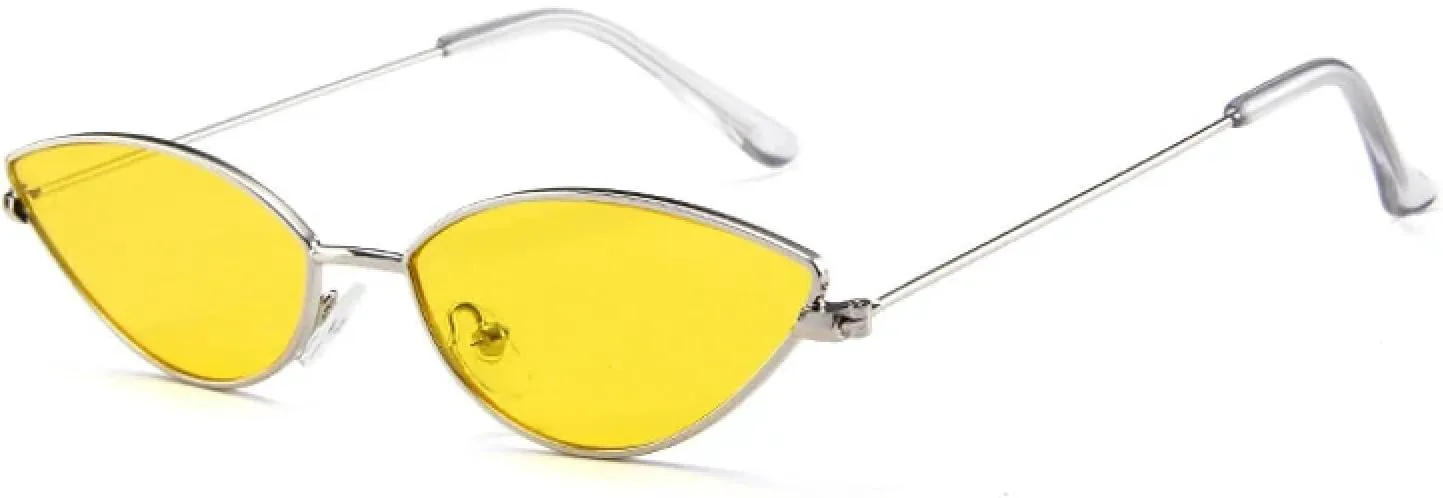 

Винтажные модные солнцезащитные очки «кошачий глаз» большого размера с защитой от УФ-излучения UV400. Модные солнцезащитные очки унисекс TKKTLLT, Silver-yellow