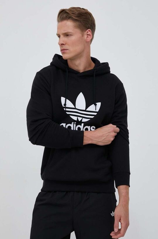 

Хлопковая толстовка Classics Trefoil Hoodie adidas Originals, черный