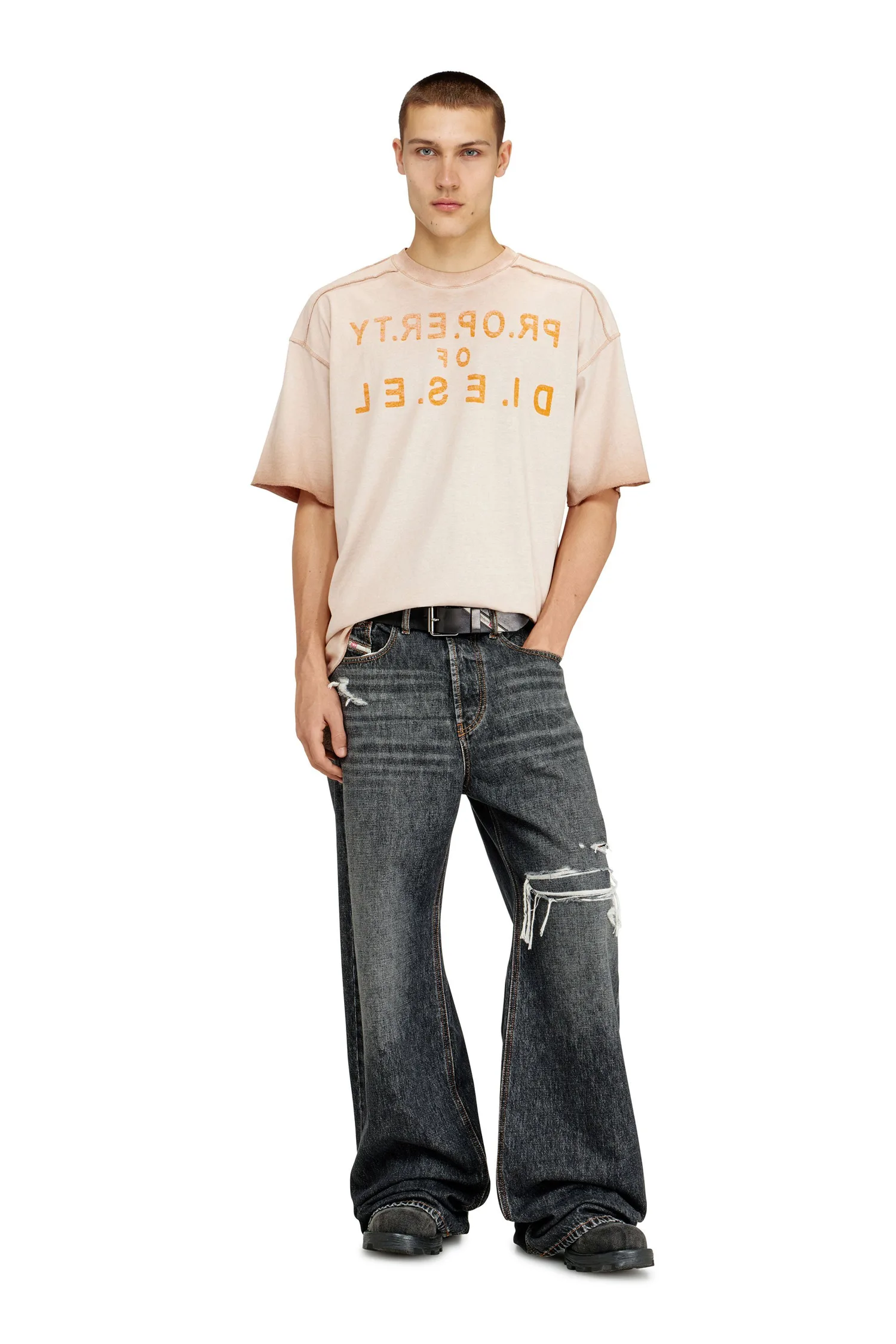 Мужская футболка T-LOOK Diesel, Beige and other shades — фото 3