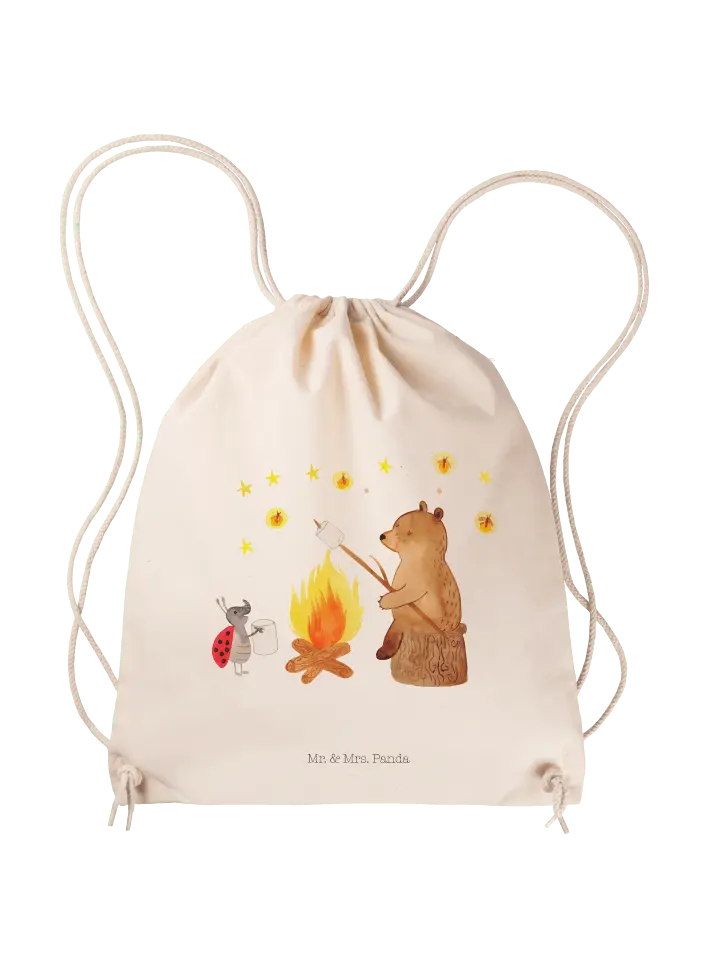 

Спортивная сумка Mr & Mrs Panda Sportbeutel Bär & Marienkäfer Lagerfeuer ohne S, кремовый