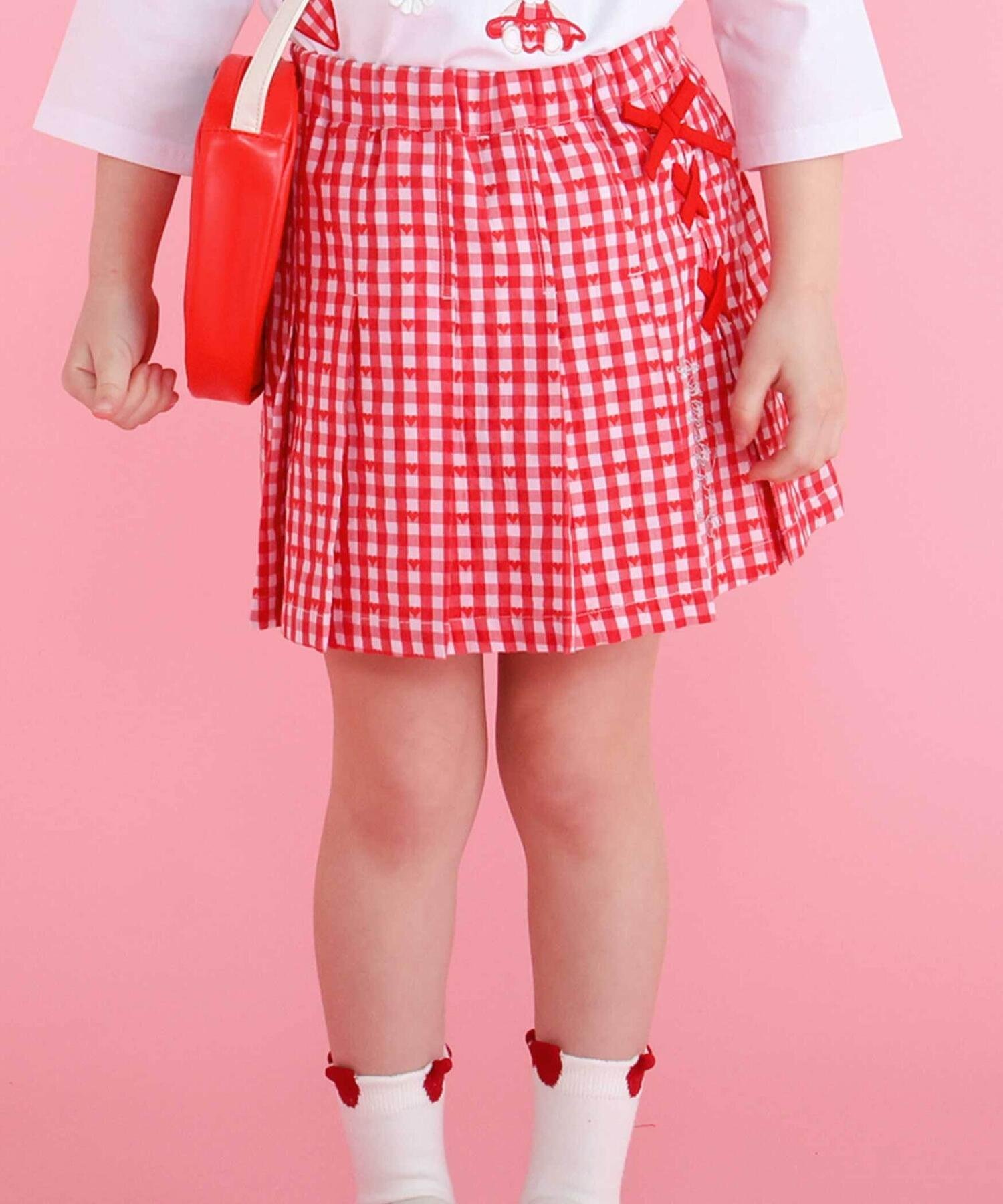 Сочетающиеся клетчатые плиссированные юбка и брюки (90-130 см) SLAP SLIP, Red