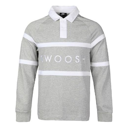 

Футболка men's alphabet embroidered rugby gray polo shirt Nike, серый