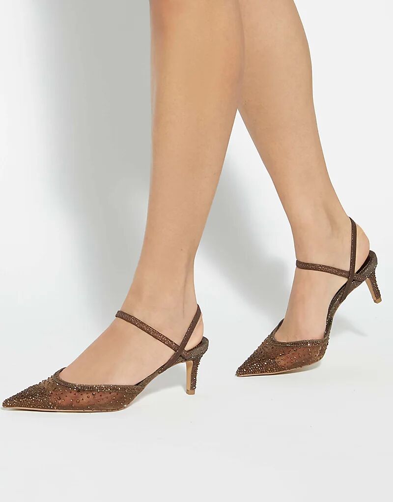 Dune London Wide fit wf харизматичные туфли с открытой пяткой коричневого цвета — фото 4