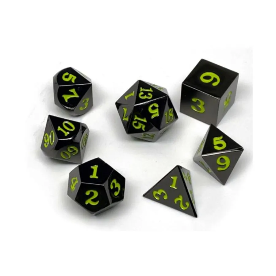 

Gun Metal с лаймом (7), Dice - Metal 7 Piece Poly Sets (Easy Roller Dice)