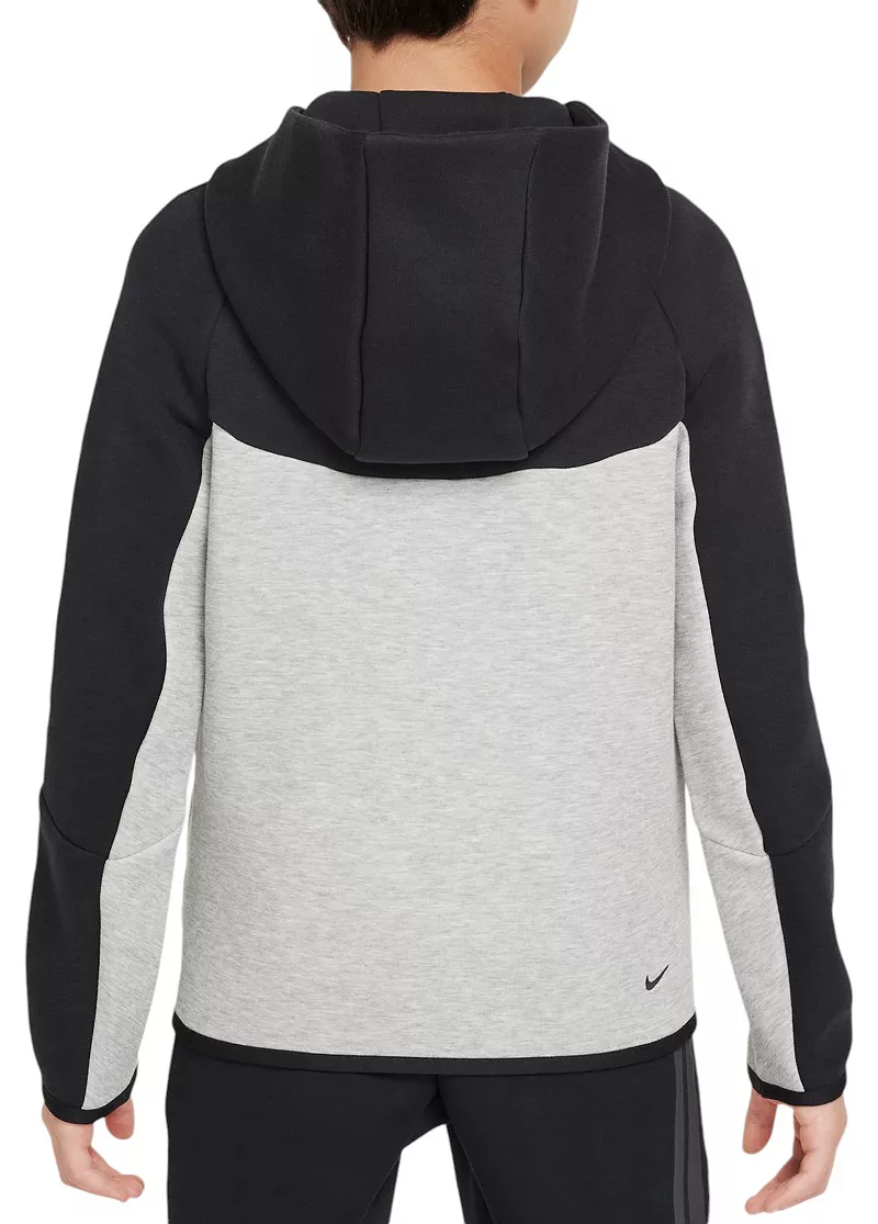 Флисовая толстовка с молнией во всю длину Nike для мальчиков, цвет Dk Grey Heather/Black/Wht — фото 2