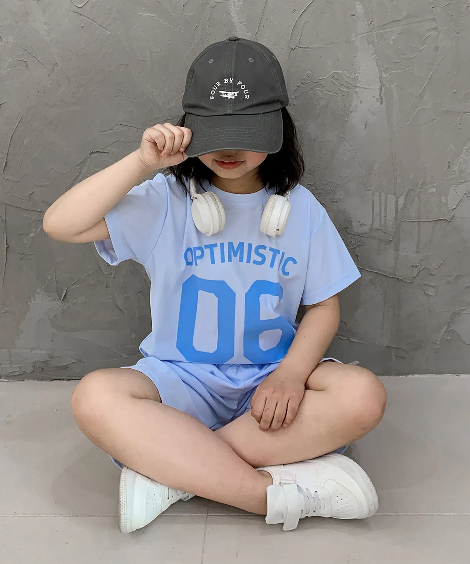 Детский комплект: футболка и шорты с номером и логотипом Aimoha Kids, blue — фото 3