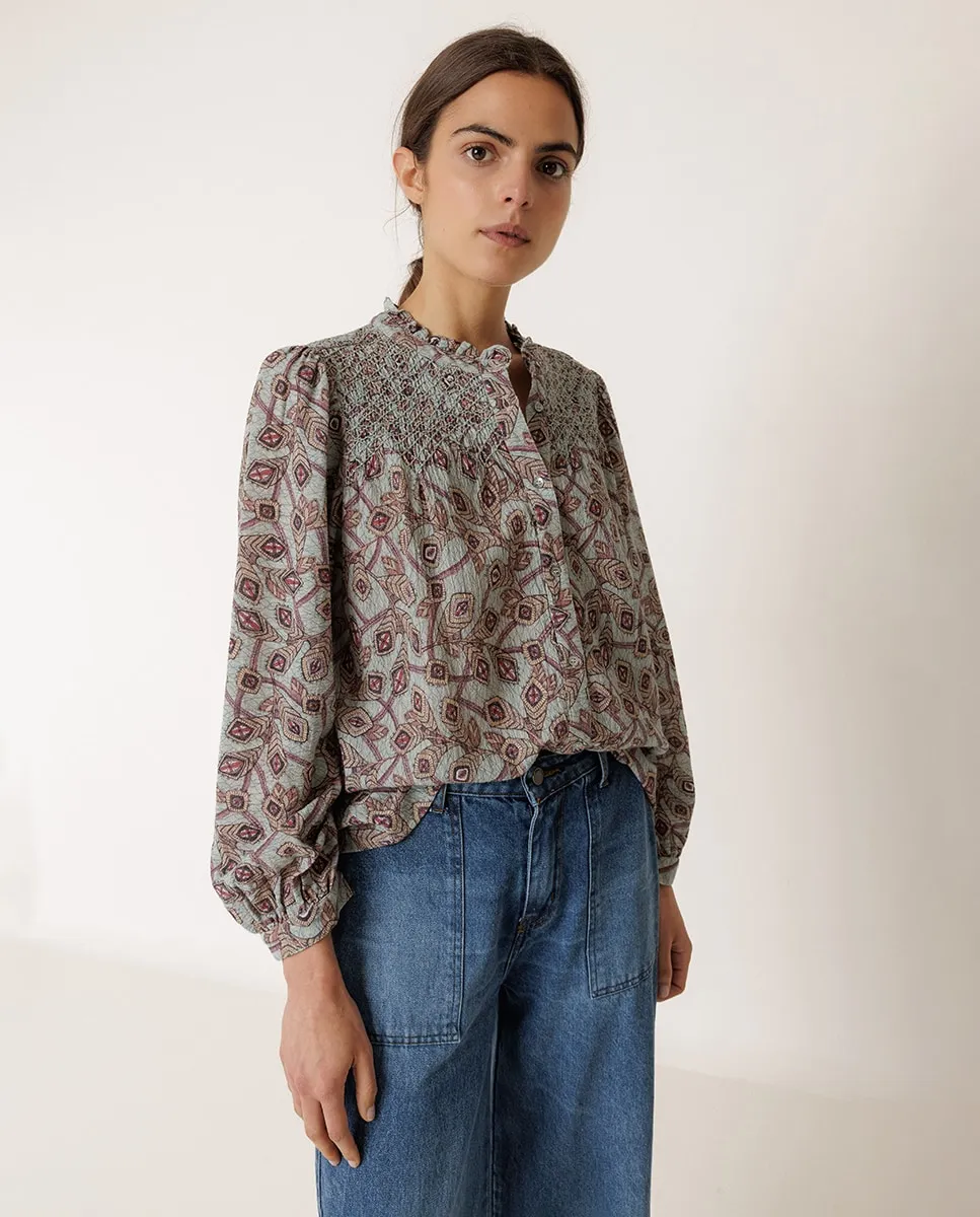 

Женская рубашка с длинным рукавом и круглым вырезом Indi & Cold, бирюзовый