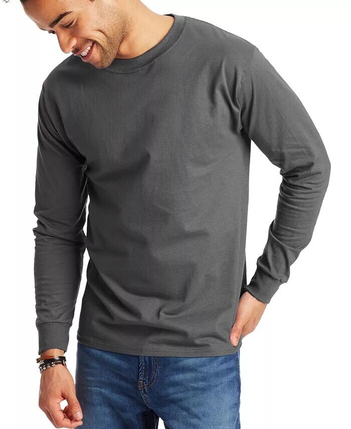 

Футболка унисекс с длинными рукавами Beefy-T, 2 шт Hanes, серый