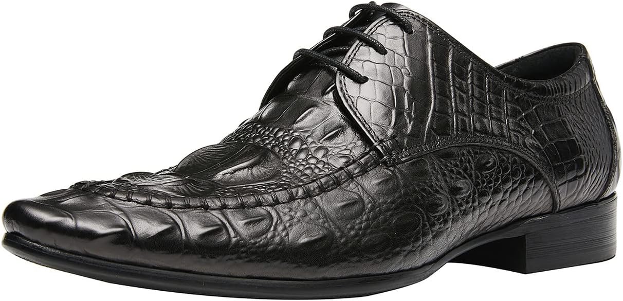 

Мужские оксфорды, классические формальные туфли на шнуровке с крыльями, текстура крокодила, дерби из натуральной кожи, модные, удобные туфли для бизнеса, повседневной носки, выпускного, свадьбы, смокинга для мужчин Santimon, черный