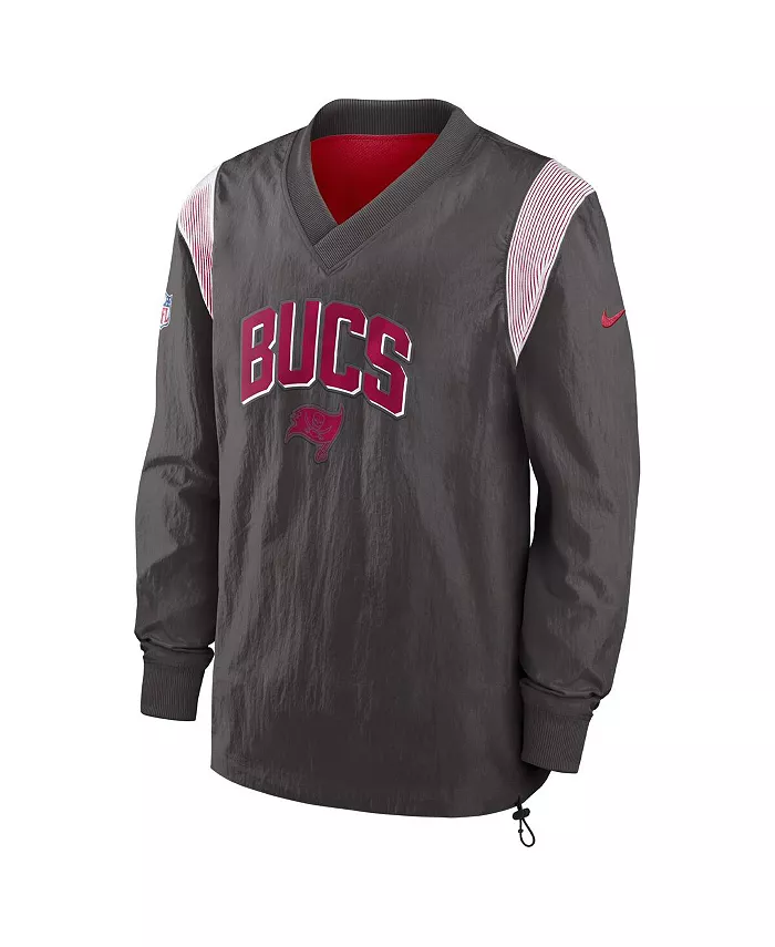 Мужская ветровка с V-образным вырезом Tampa Bay Buccaneers Sideline Athletic Stack в цвете pewter Nike — фото 3