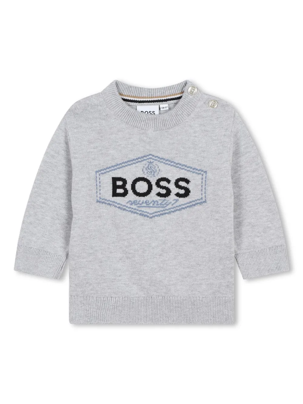 

Джемпер вязки интарсия с логотипом BOSS Kidswear, серый