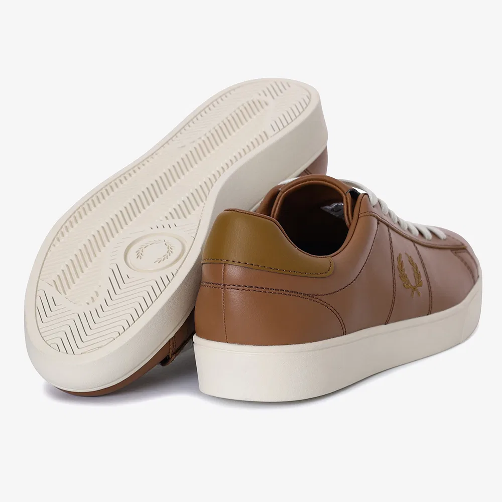 Мужские кожаные кроссовки New Spencer тёмно-коричневые от Fred Perry — фото 4
