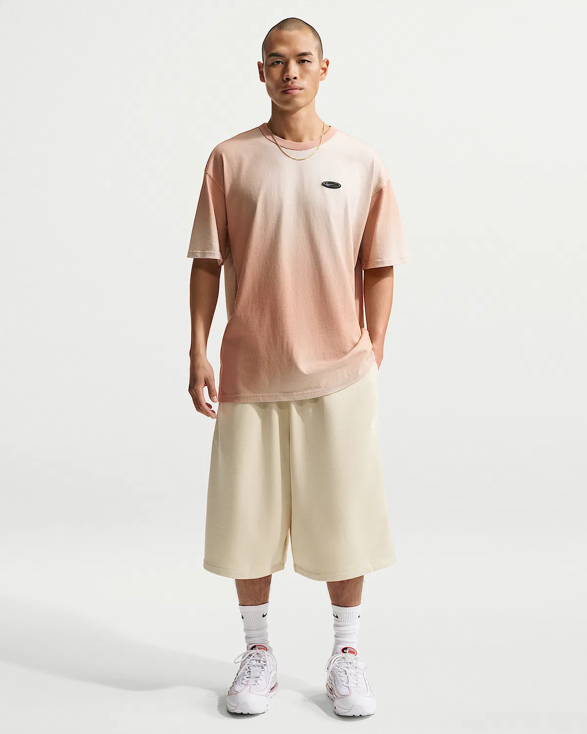 Мужские свободные шорты Nike Sportswear Club из французского флиса, Light Khaki/Light Khaki/White