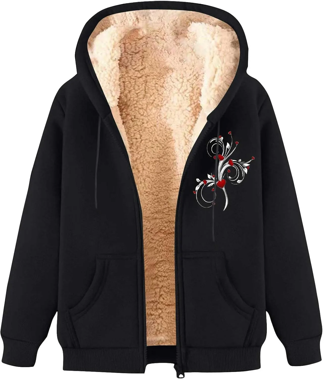 

Мужская худи с подкладкой из флиса Sherpa, принт в виде сердца