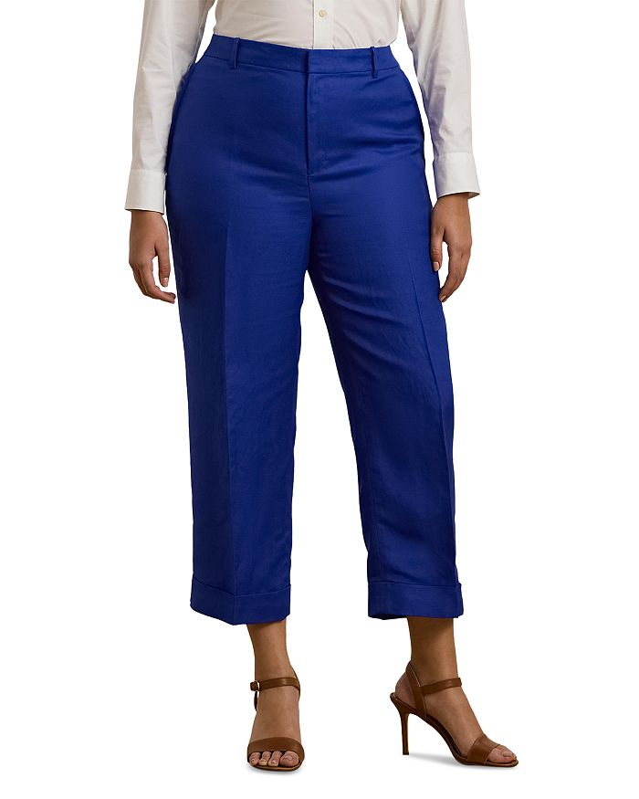 

Укороченные брюки из льняной смеси с твилом Ralph Lauren, синий