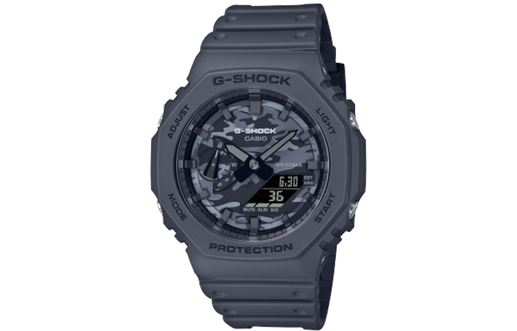 

Мужские часы GA-2100CA-8APR Liquid Crystal/Analog Dual Display Series Gray CASIO