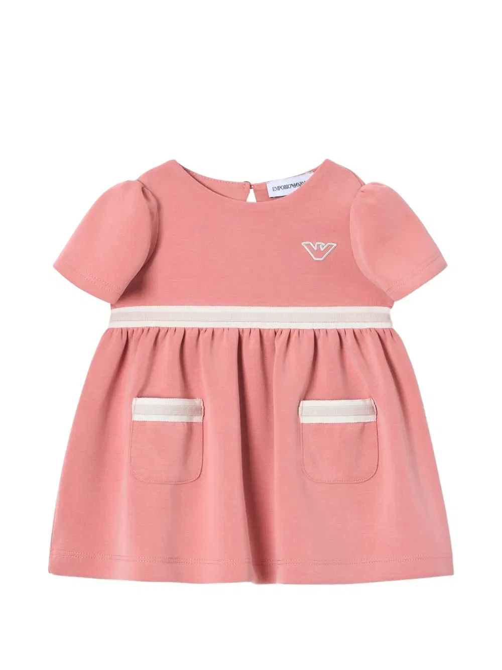 Платье с короткими рукавами и карманами Emporio Armani Kids, розовый