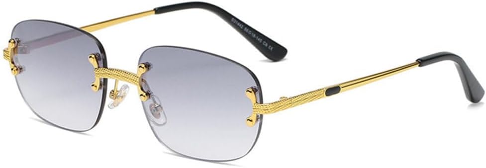 

Популярные солнцезащитные очки 2027 года, маленькие, прямоугольной формы, в стиле ретро, ​​без оправы, с зеркальным покрытием, защита от УФ-излучения UV400 MTZJH, Grey Gradient