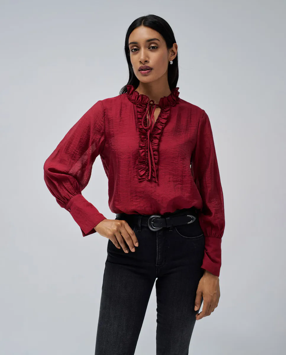 

Женская блузка с длинными рукавами и воланами Salsa Jeans, красный