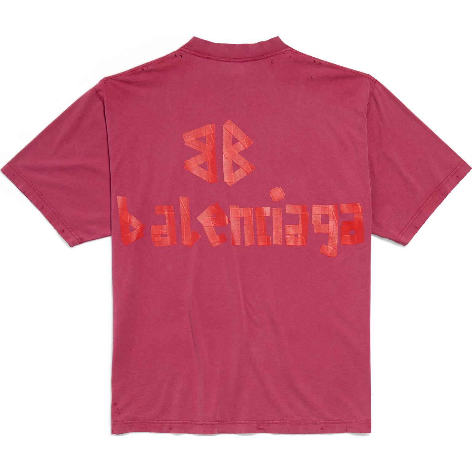Футболка среднего кроя Tape Type Balenciaga, красный — фото 3