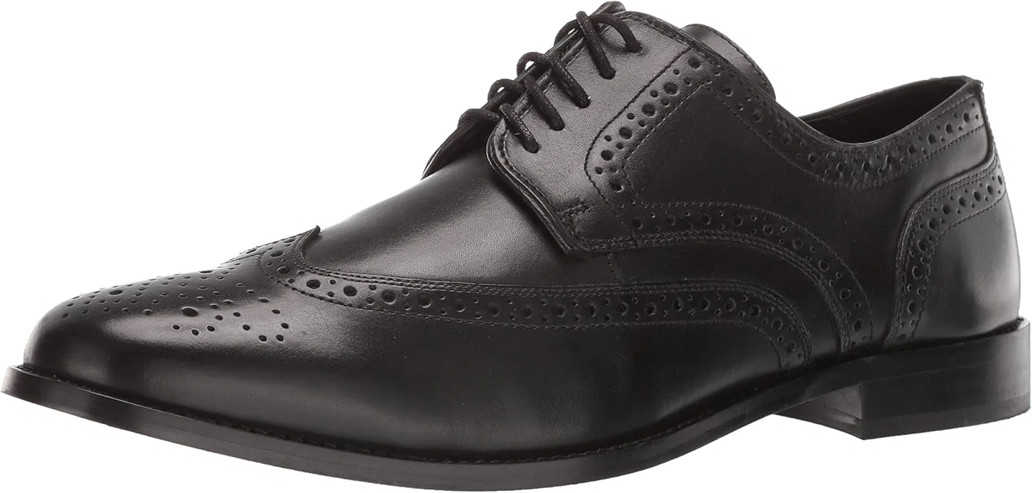 Мужские туфли Nunn Bush Nelson Wing Tip Oxford Dress Casual LaceUp, Black