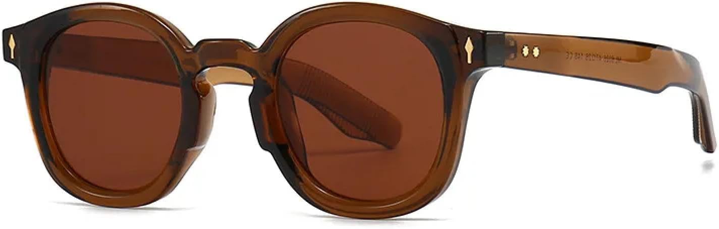 

Круглые мужские солнцезащитные очки, женские солнцезащитные очки с градиентным переходом цвета, зеленые очки с заклепками, солнцезащитные очки UV400 DSVIGF, Brown Brown