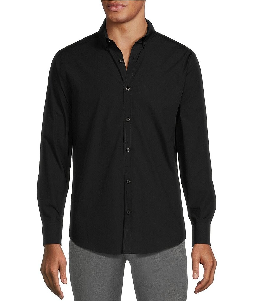 

Murano Wardrobe Essentials Ultimate Modern Comfort Эластичная однотонная тканая рубашка с длинными рукавами, черный