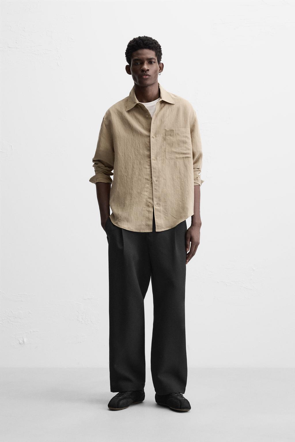 

Струящаяся рубашка с карманом ZARA, кэмел