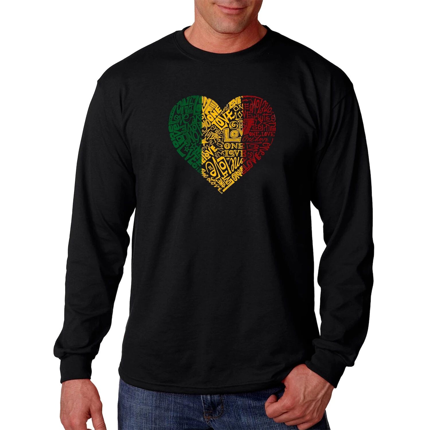 

One Love Heart — мужская футболка с длинным рукавом Word Art LA Pop Art