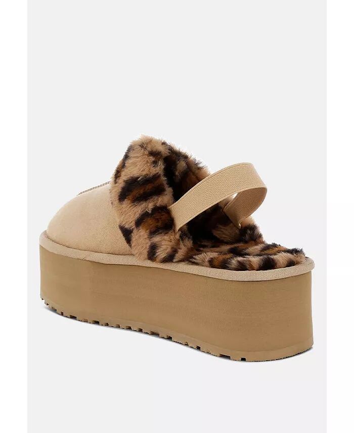 Туфли-лодочки Kutchu Leopard Faux Fur Platform Classic Slingback London Rag, коричневый/бежевый — фото 3