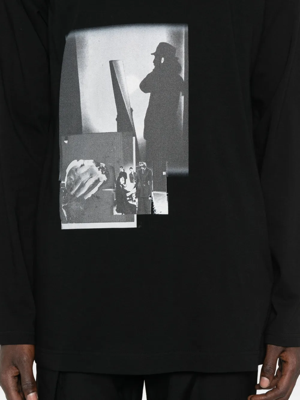 Футболка с длинным рукавом и графическим принтом Yohji Yamamoto, черный — фото 4