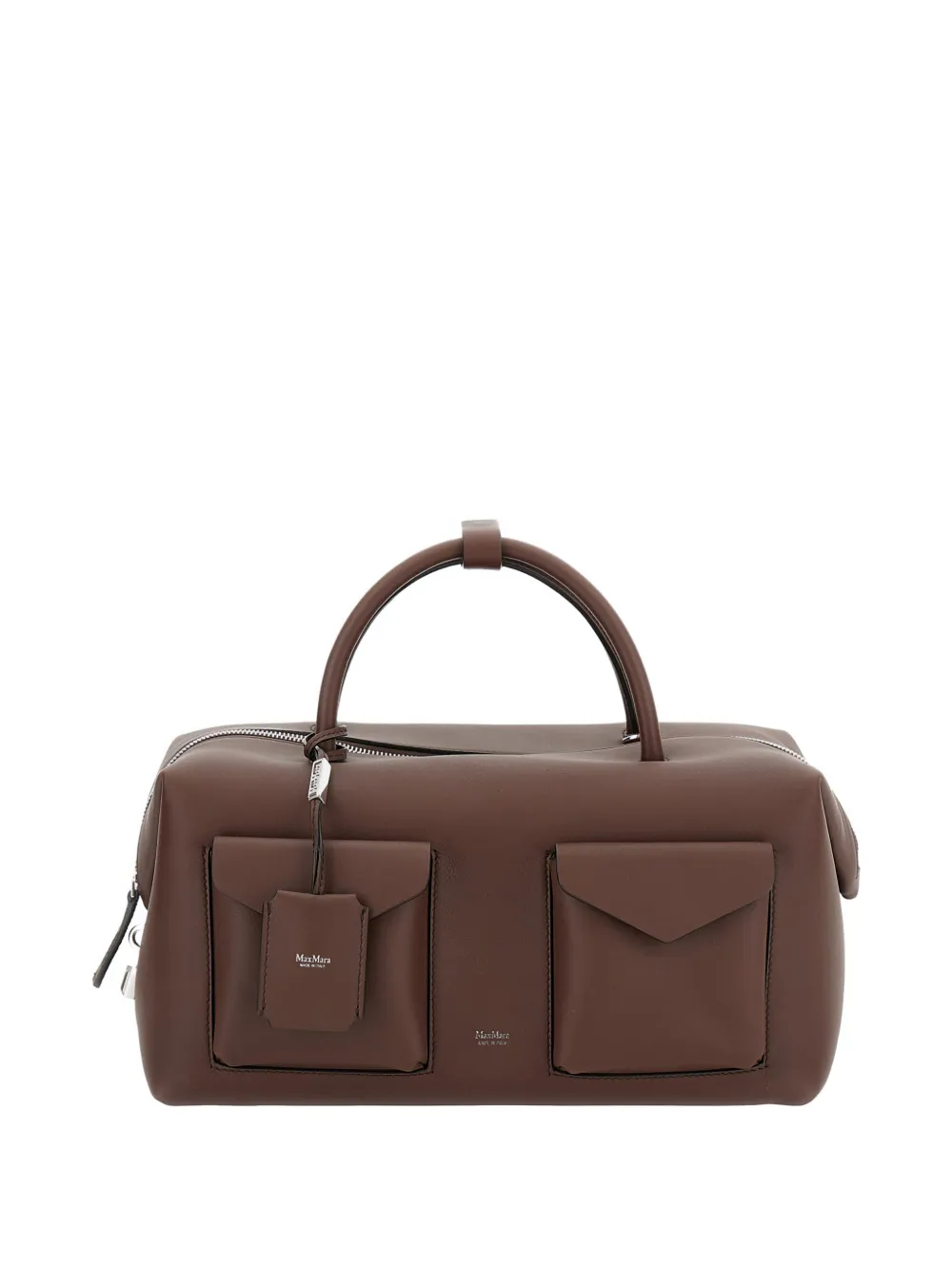 Кожаная сумка на плечо с клапаном и замком MAX MARA, коричневый