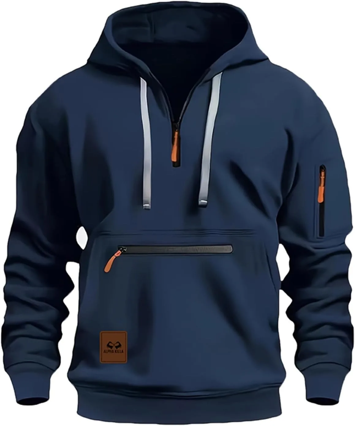 

Толстовка мужская Casual Winter Fleece Hoodies 1/4 Zip с карманом