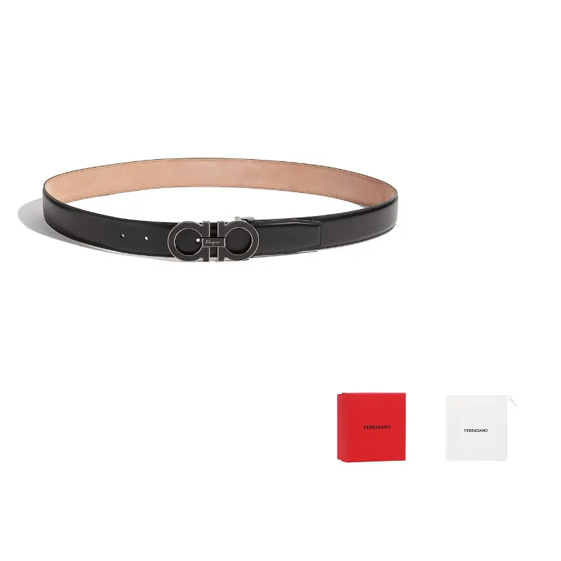 

Ferragamo Кожаный ремень из коровьей кожи мужской шириной 3,5 см, Black