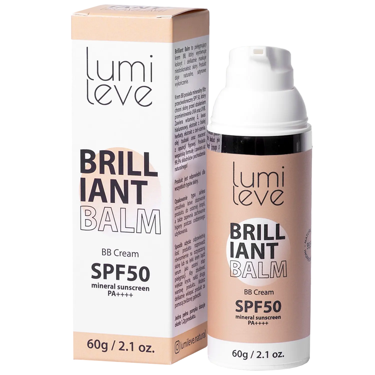 

Bb крем с фильтром spf50 102 бежевый Lumileve Brilliant Balm, 60г