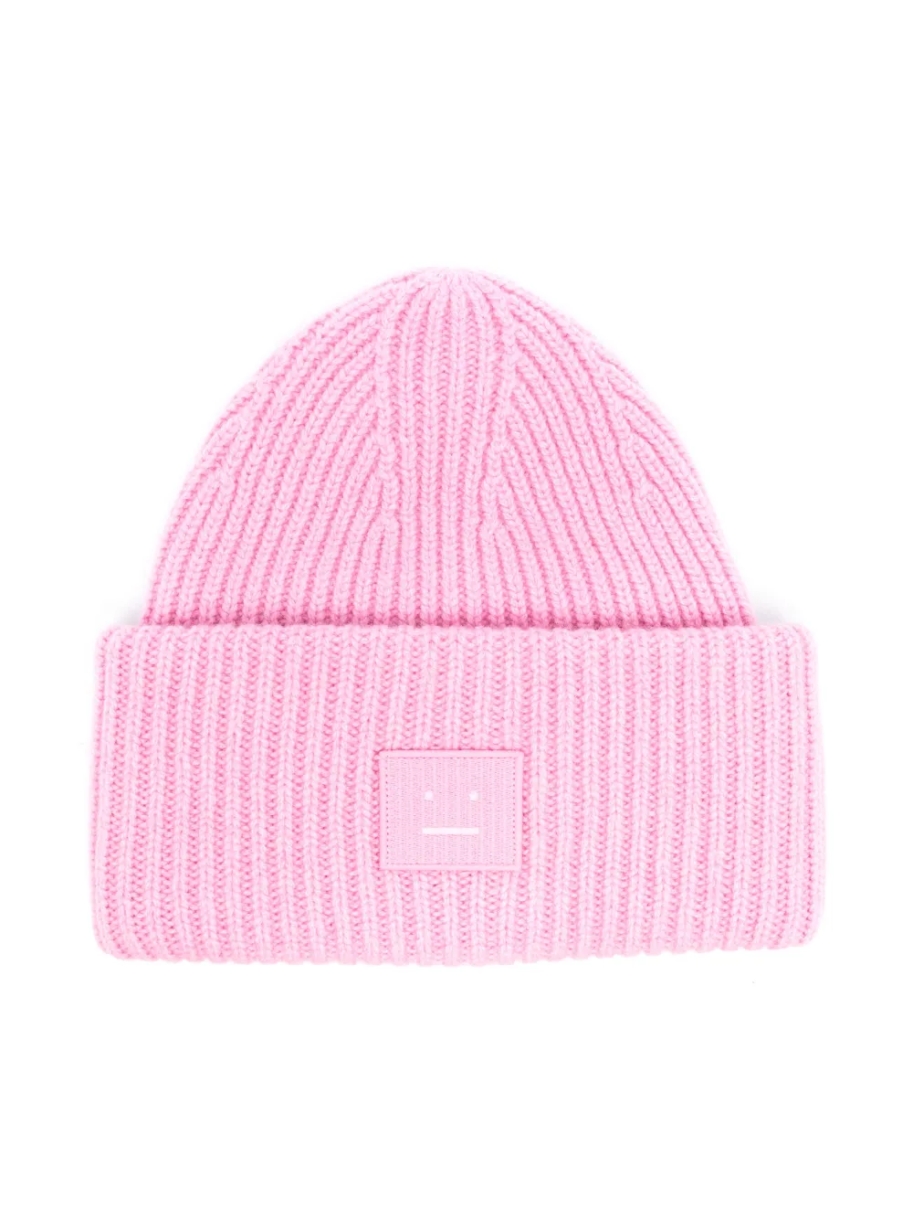 

Шапка бини в рубчик с нашивкой Acne Studios, розовый