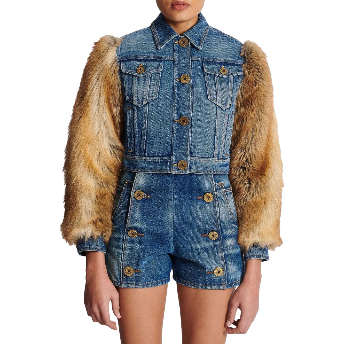 

Куртка женская синяя BALMAIN, Синий, Куртка женская синяя BALMAIN