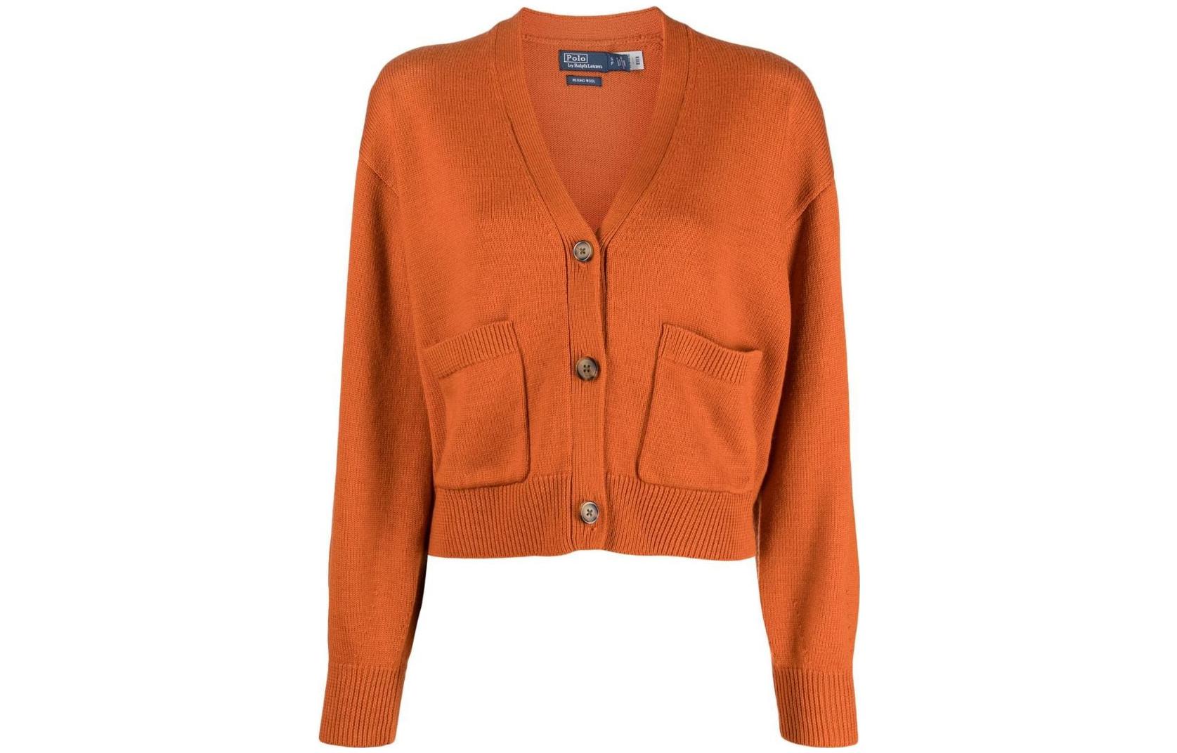 

Polo Ralph Lauren Женский трикотаж, оранжевый, V-образный вырез, умеренный размер