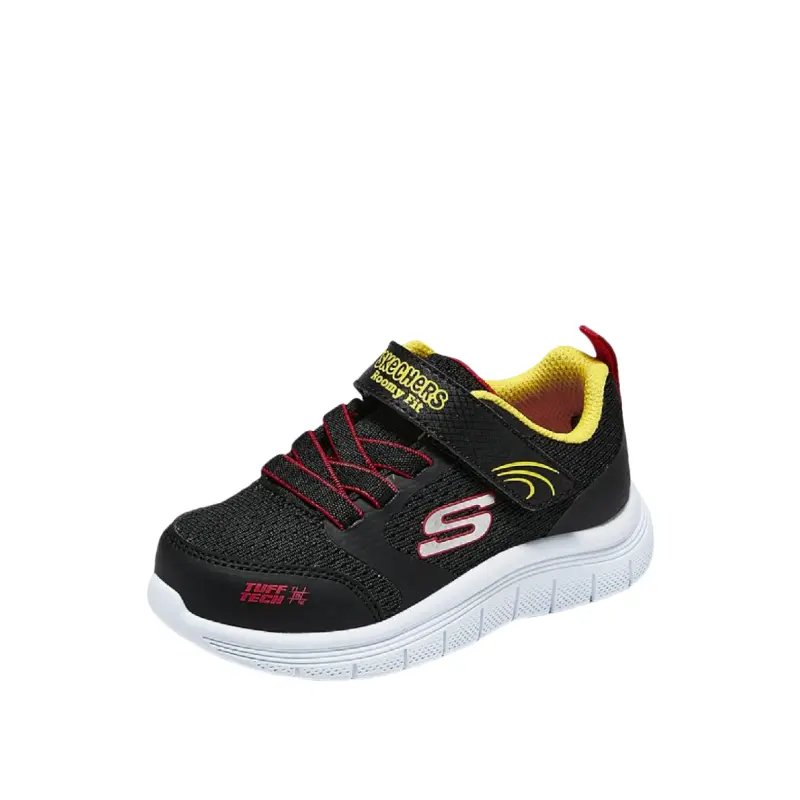 Skechers Kids Мальчиковые дышащие легкие амортизирующие низкие кроссовки toddler black red infant and toddler — фото 2