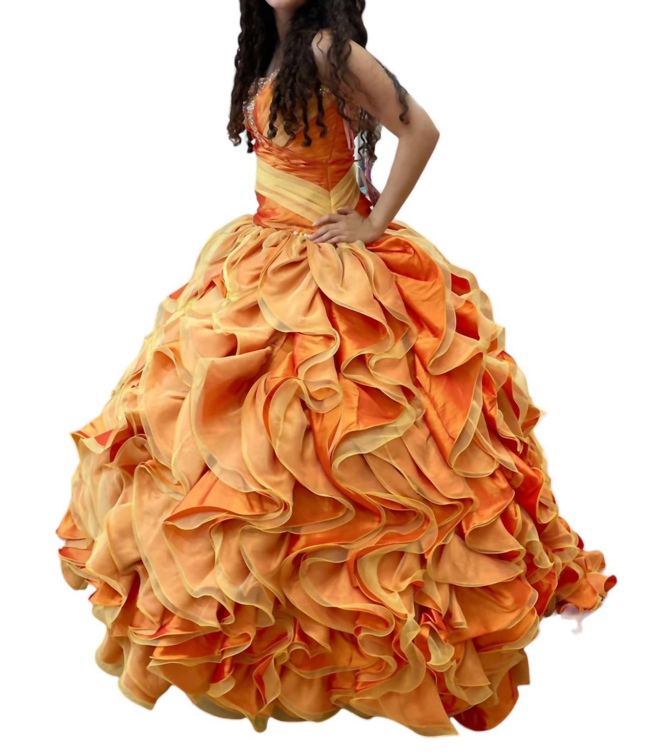 Платье Quinceañera с открытыми плечами в стиле заката Mary's Bridal, цвет sunset — фото 2
