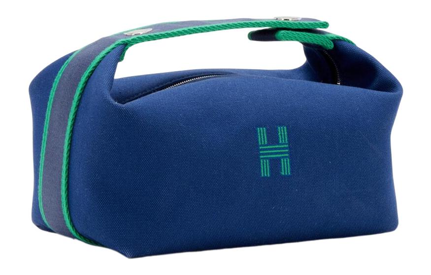 HERMES Сумка-тубус из холста для косметики унисекс морской синий — фото 2