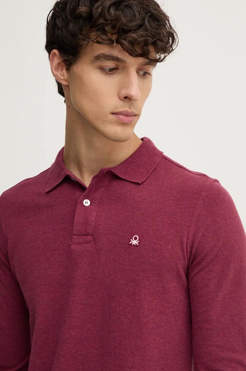 

Хлопковый топ с длинными рукавами United Colors of Benetton, гранатовый