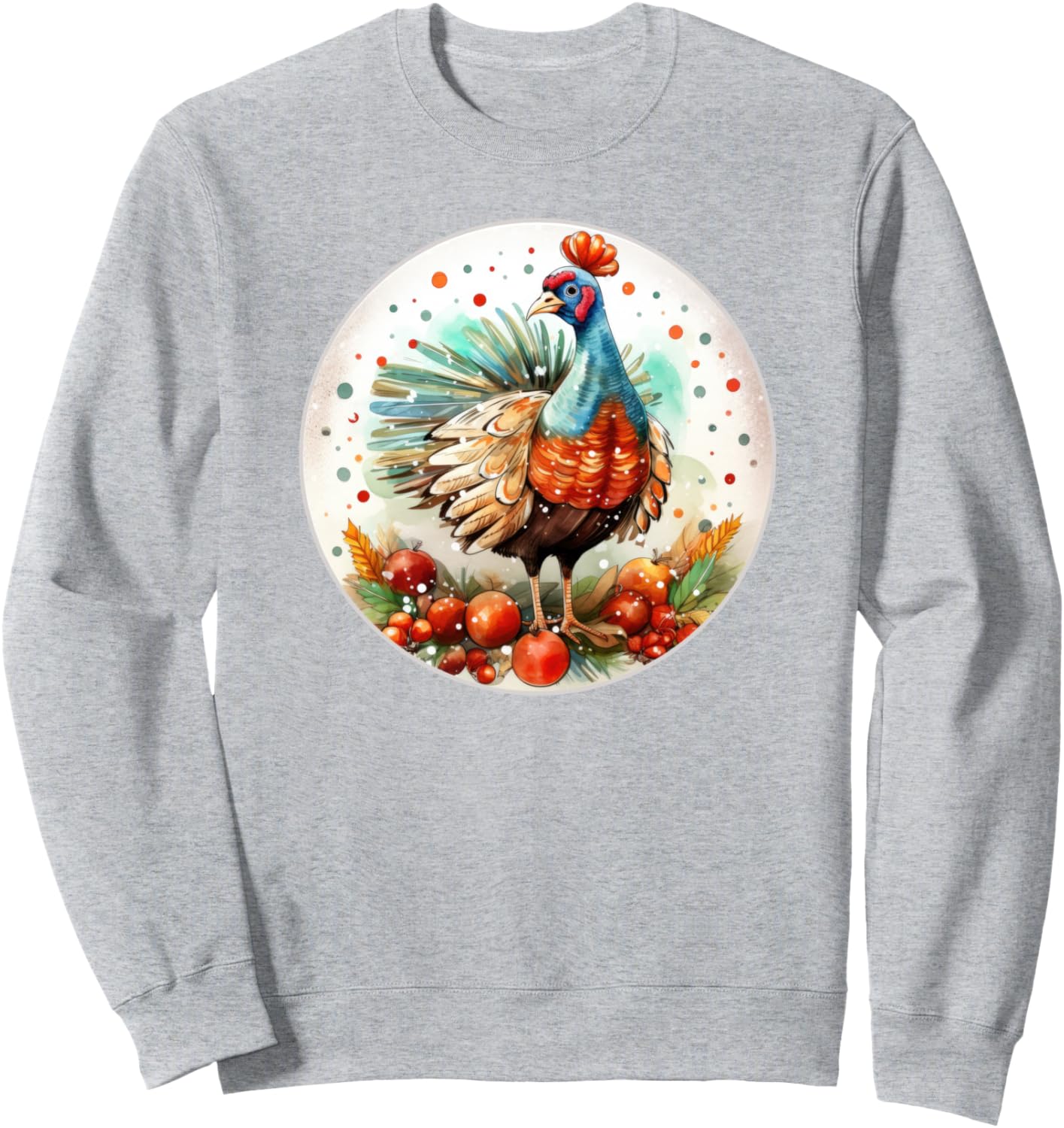 

Классическая толстовка с изображением индейки на День благодарения и осенними листьями Thanksgiving Turkey And Fall Leaves Design, серый