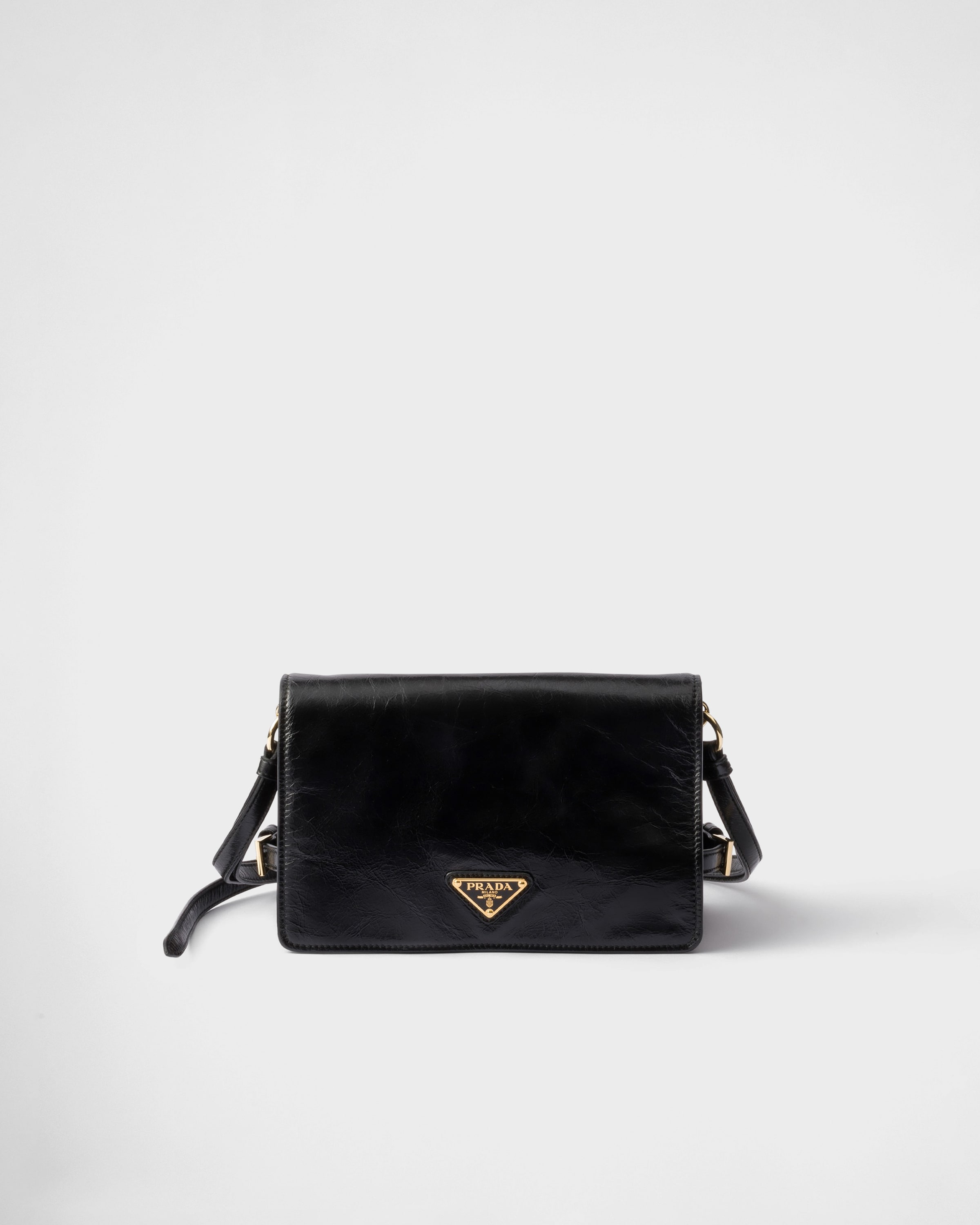 

Кожаная сумка через плечо Prada, черный