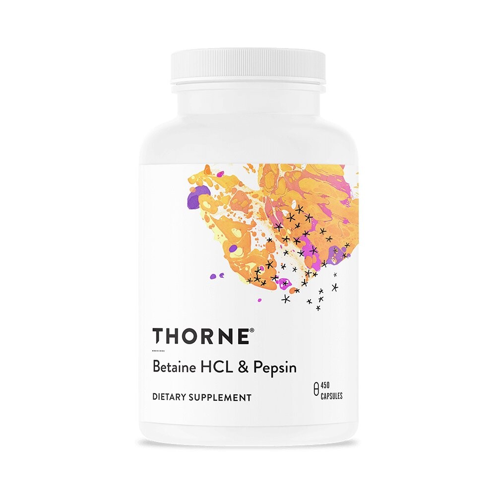 

Thorne Research, Betaine HCL & Pepsin - Бетаин HCL и пепсин, Добавка , 450 капсул